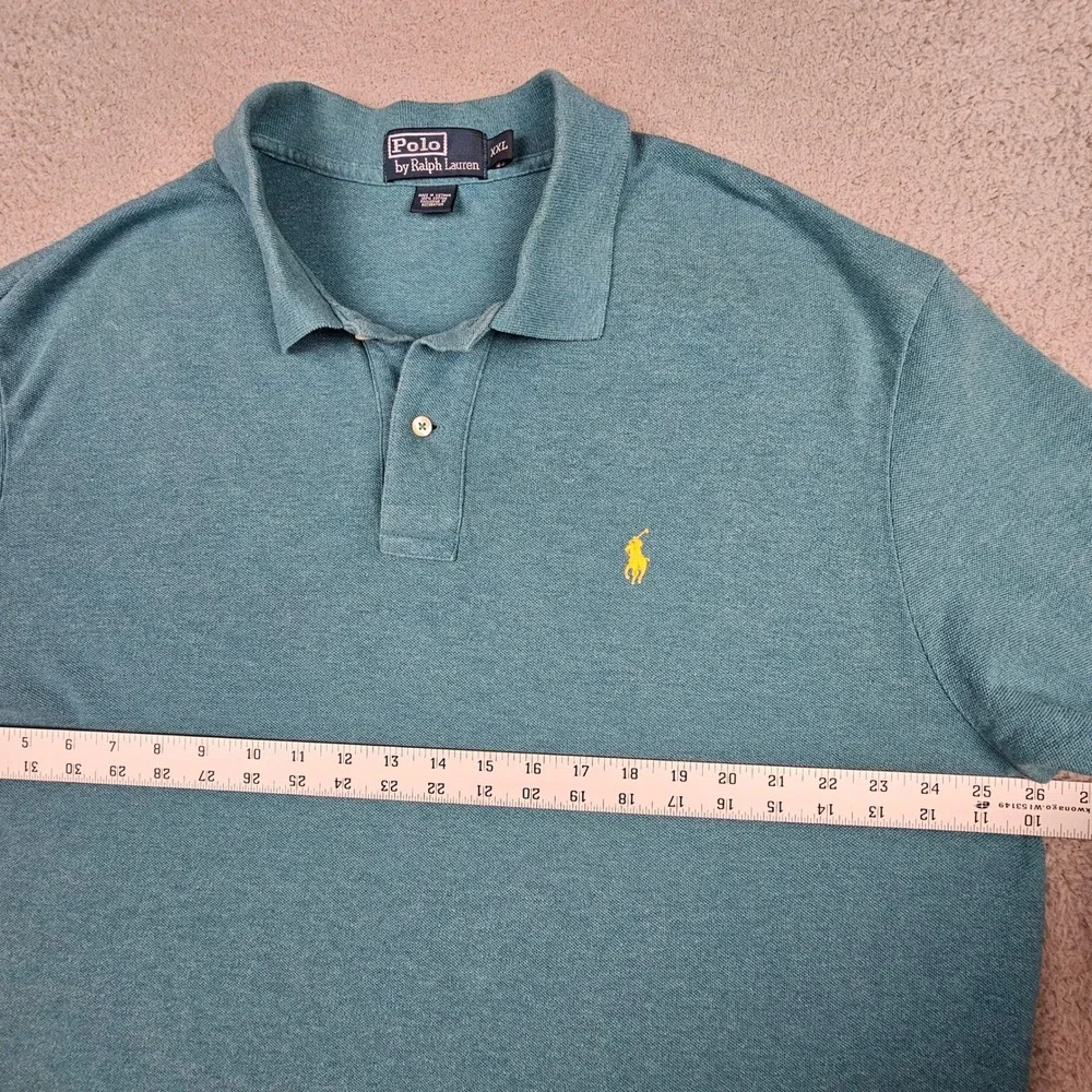 Polo Ralph Lauren Polo Shirt XXL‎ Teal Blue Heathered Preppy Pique Pony Logo Y2K